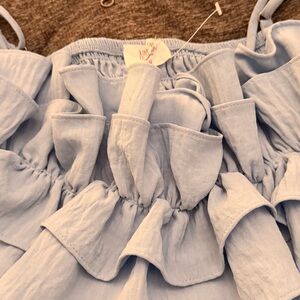 Sky Blue Ruffled Women's Blouse